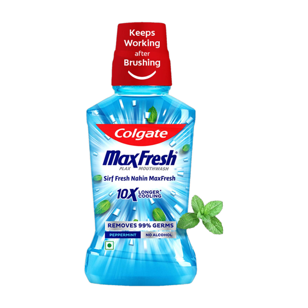 Colgate Plax Pepper Mint Mouthwash, 0% Alcohol, Antibacterial Mouth Wash for Bad Breath - Peppermint Fresh