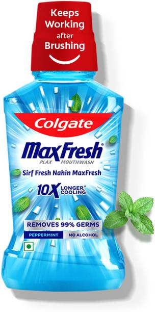 Colgate Maxfresh Plax Antibacterial Mouthwash, 24/7 Fresh Breath. - Peppermint Fresh