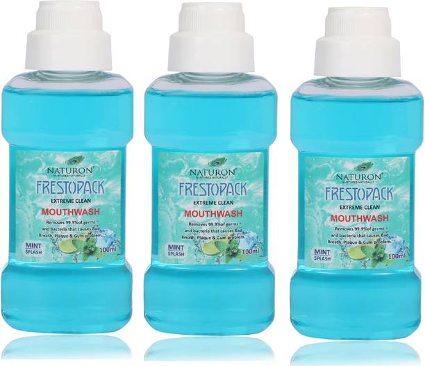 Naturon Antiseptic Alochol Free Mouthwash Mint Flavour Oral Care (100ml x 3) - Mint, Spear Mint, Cool Mint, Fresh Tea