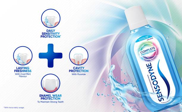 SENSODYNE Tooth Sensitivity Mouthwash|Fluoride Formula|No Alcohol|Long-Lasting Freshness - Rapid Relief COOL MINT