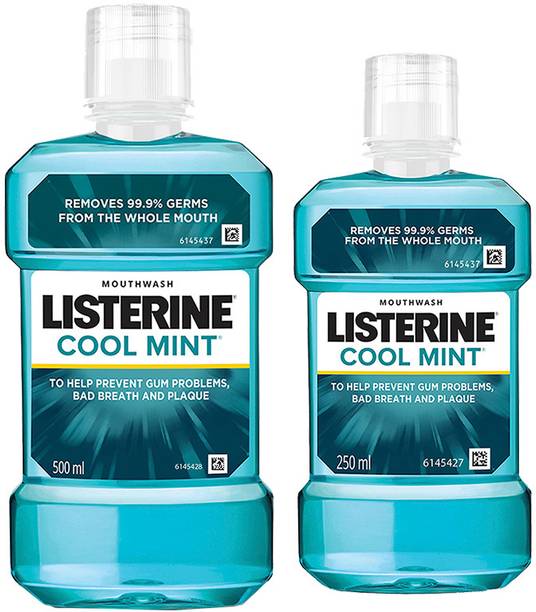 LISTERINE Cool Mint Mouthwash| Removes 99.99% germs| Home & Travel Combo - Mint