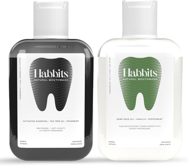 Habbits Mouthwash Duo Teeth-Whitening Charcoal & Spearmint Vanilla & Peppermint