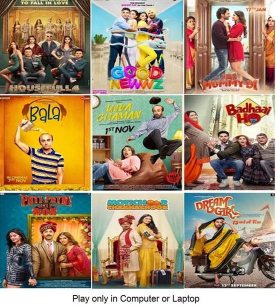 Housefull 4, Good Newwz, Bala, Ujda Chaman, Badhaai Ho, Pati Patni Aur Woh, Motichoor Chaknachoor, Dream Girl, Jai Mummy Di (9 movies) in Hindi play only in Computer or Laptop HD Quality without Poster