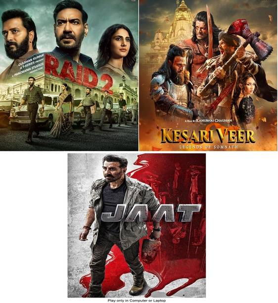 Raid 2 , Jaat , Kesari Veer (3 Movies) in Hindi Play only in Computer & Laptop HD Print without Poster