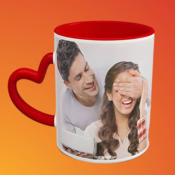 TheWhoop Red Heart Handle Gift Photo And Text Cup Ceramic Coffee Mug