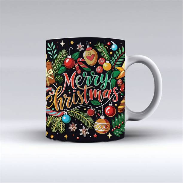 Print Ginnie Merry Christmas Multi color Printed Secret Santa Gift Friends,Family,Love Ceramic Coffee Mug