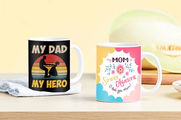 PaMeG Anniversary Gift for Father and Mother, PKMomDadMU-12 Printed Ceramic Coffee Mug