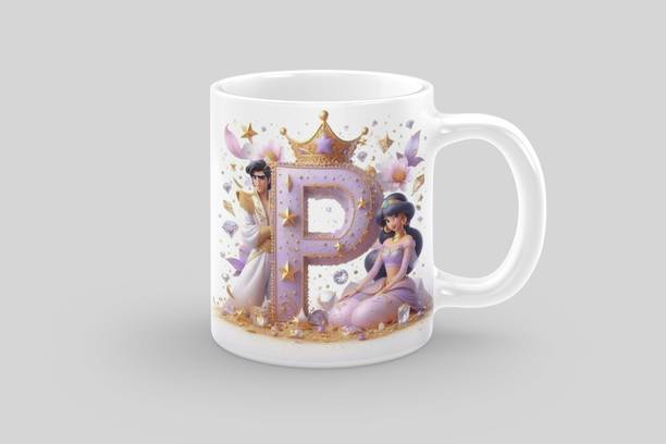 NAKSH ENTERPRISE Aladdin Ceramic Coffee, Purple and Gold Crown Design, 11 oz No-140 Ceramic Coffee Mug