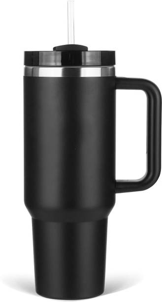 ykt Tumbler with Handle and Straw Lid 1200 ml Bottle (Pack of 1,black, Steel) स्टेनलेस स्टील मग