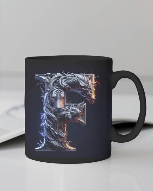 NAKSH ENTERPRISE Alphabet Letter Lion Design Coffee Cup[No-137] Ceramic Coffee Mug