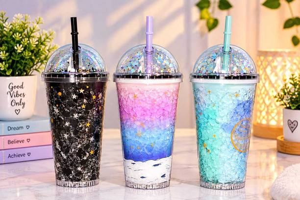 Shri Jii Fashion Mart Sequin Glitter Dome Tumbler Plastic Tumbler