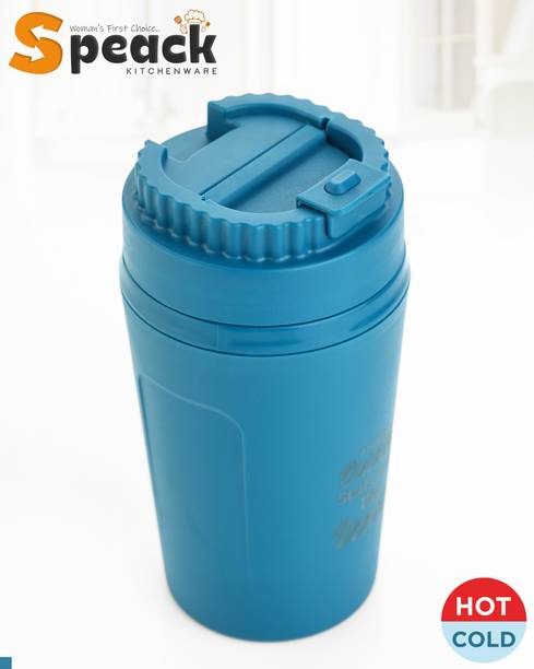 SPEACK Double-Wall Insulated, Hot And Cold, Leak-Proof, Flip-Top Lid Plastic, Stainless Steel Coffee Mug