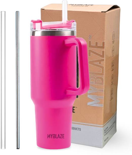 MYBLAZE Stainless Steel Vacuum Insulated Tumbler with Lid & Straw Stainless Steel Tumbler