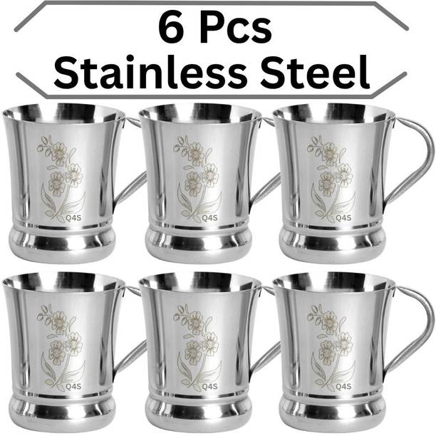 Q4S Laser Flower Pattern Steel cup for Tea Stainless Steel Coffee Mug