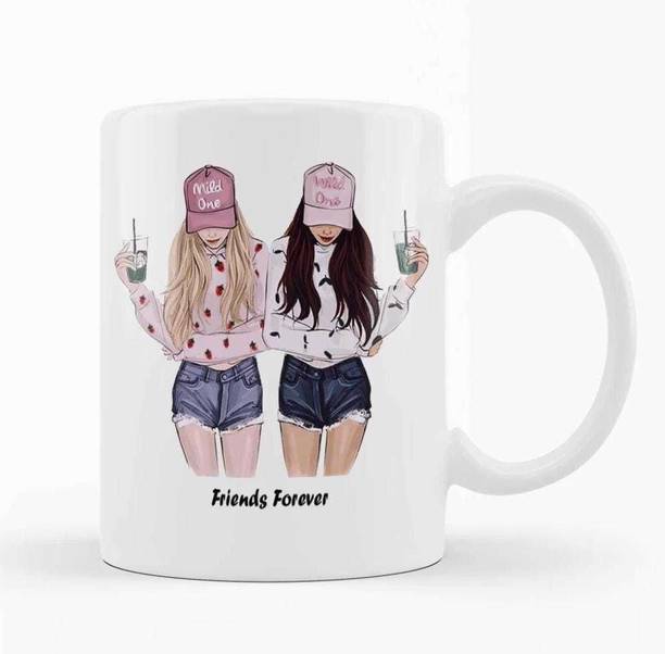 Yashukraft BEST FRIEND'S (Friends Forever) Ceramic Coffee mug 325ml Ceramic Coffee Mug
