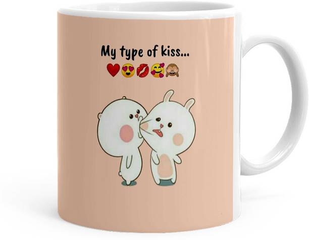Kesri Gifts My Type Of Kiss Quote Printed Gift Set(P24-923) Ceramic Coffee Mug