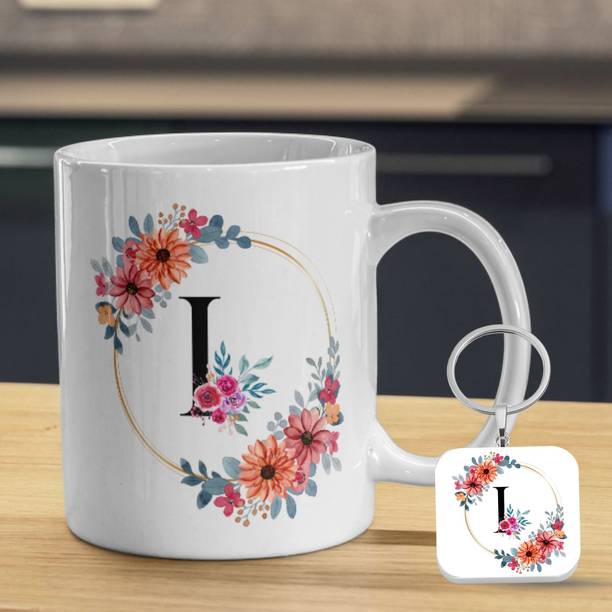 Valenza Gifts Birthday Gift, 'L' Alphabate and KeyChain , Gift For Brother, Sister, Friend Ceramic Coffee Mug