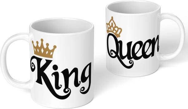 PrintingZone Couple mug Mr & Mrs King Queen His & Her mr and mrs mug (CM-02) Ceramic Coffee Mug