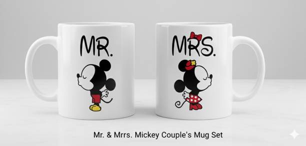 aaravgraphics Mr. & Mrs. Mickey & Minnie Couple's Set - Perfect Wedding Gift Ceramic Coffee Mug