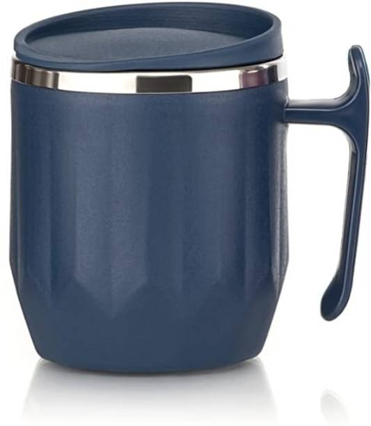 मैजिक स्पून Stainless Steel Coffee with Lid (300 ml) (Pack of 1) (Navy Blue,Multicolour) स्टेनलेस स्टील मग