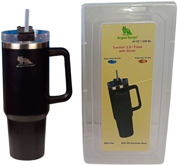 aryan surya Stainless Steel Vacuum Double Insulated Tumbler with Handle and Straw 1200ML Stainless Steel Tumbler