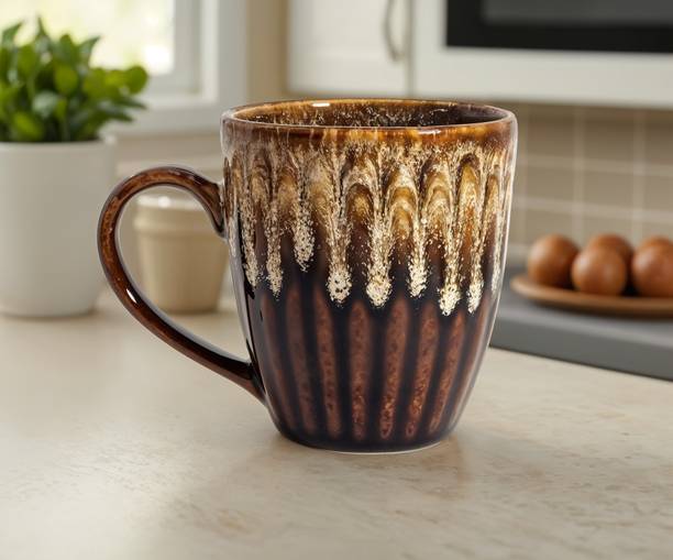 Moon Dust Brown & Beige Flow Design Stoneware, Ceramic Coffee Mug