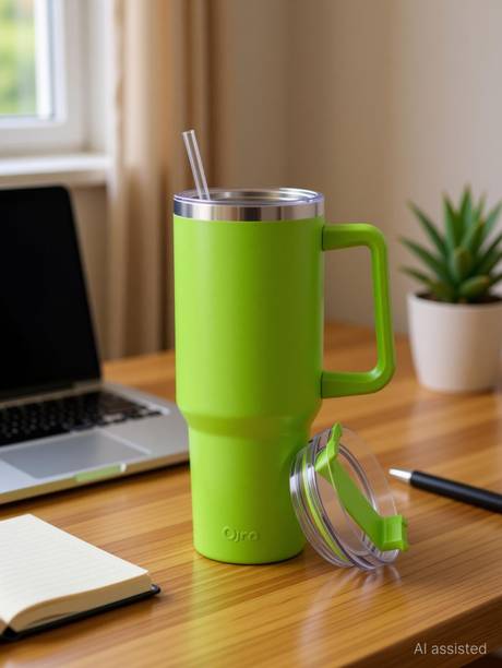 Ojra Tumbler with Handle and Straw Lid Water Bottle Travel Coffee Cup Hot &Cold Stainless Steel Tumbler