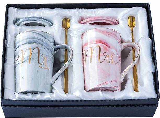 LPHOUSE Coffee, Wedding Present for CouplesMr & Mrs Ceramic Gift Set. Ceramic Coffee Mug