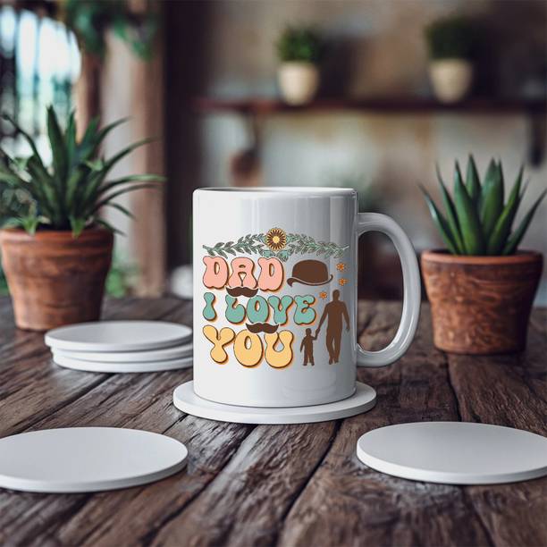 Vihaan Fashions Dad I Love you Mustache & Hat Design Ceramic Coffee Mug