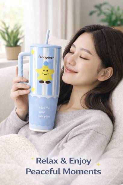 ASHLER 1200 ml Vacuum Insulated Cup-Leak Proof-Straw Stainless Steel Tumbler