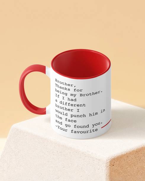 TwoNine Grateful to Brother Duotone Red White Printed Coffee Ceramic Coffee Mug