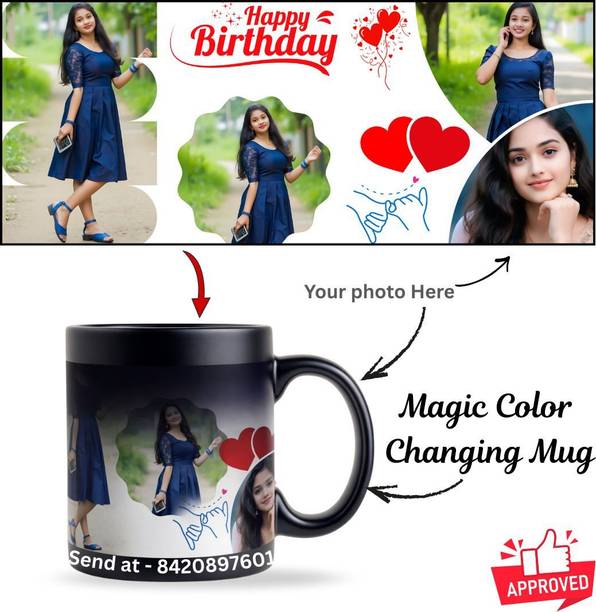 Zivontra Surprise Magic Cup | Color Changing Photo Cup with Hot Water Effect Ceramic Coffee Mug