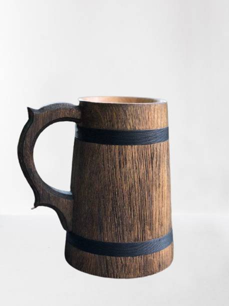 PRG Authentic Handcrafted Wooden Beer Mug – Sturdy, Stylish, & Perfect for Enjoying Decorative Showpiece  -  16 cm