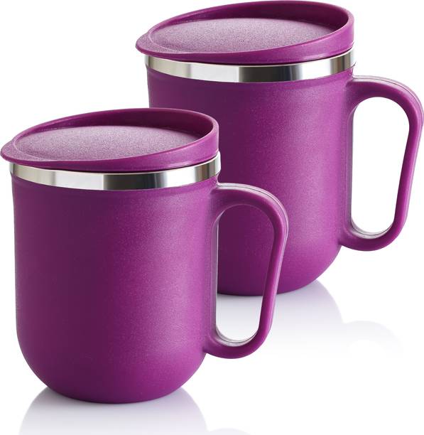 ऑफीक्स Stylish Matte Finish Handle & Lid | Perfect for Office, Home & Travel स्टेनलेस स्टील मग