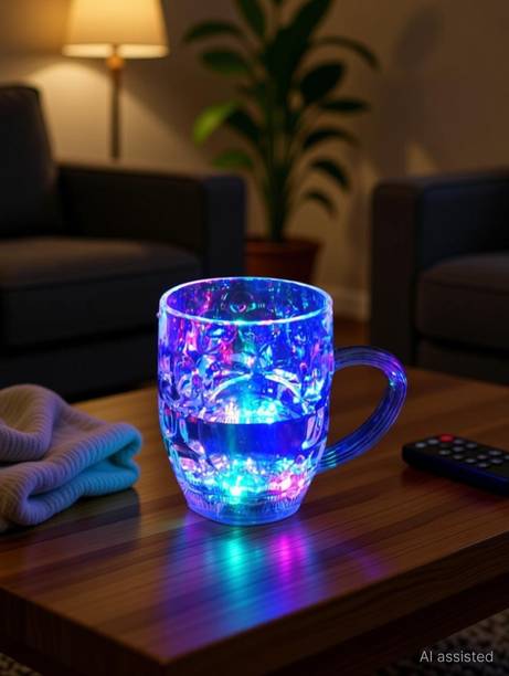 PNX Craft Inductive Rainbow Color Cup LED Flashing 7 Color Changing Light. Pour Water or Tea, Lighting Cup, Easy battery replace Glass Glass Beer Mug