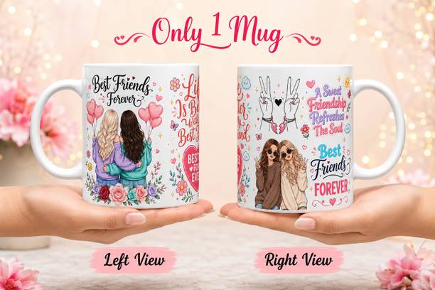 NANDGAON Best Friends Designer 330ml Bestie08 Ceramic Coffee Mug