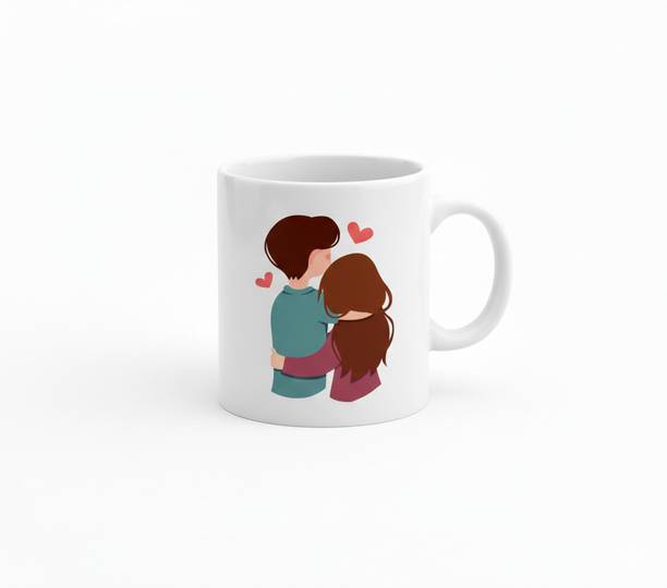Nova Creations Valentine Special Cute Loving & Huging Couple Microwave Safe Ceramic Coffee Mug