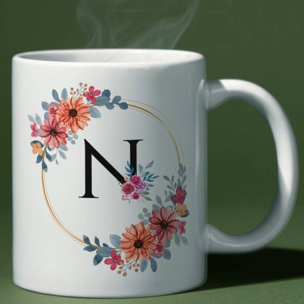 Valenza Gifts Birthday Gift, 'N' Alphabate and KeyChain , Gift For Brother, Sister, Friend Ceramic Coffee Mug