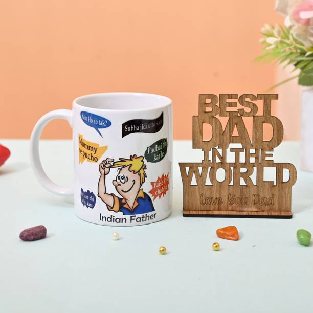 V Kraft DAD QUOTE CoffeeMug & wooden showpiece, Birthday, FATHER'S Day, anniversary Ceramic Coffee Mug