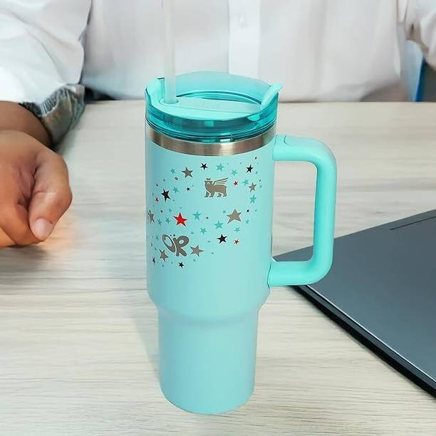 Pepstter Double Insulated Hot and Cold Tumbler with Handle, Lid 2, Straw, Leak Proof Stainless Steel Tumbler