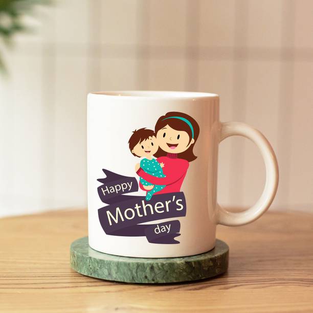 Vihaan Fashions Happy Mother's Day Cartoon Printed Ceramic Coffee | Gift for Mother | Mom Ceramic Coffee Mug