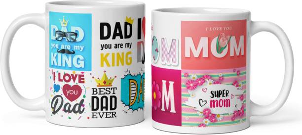 gift mafia Mom Dad Ceramic Coffee, Mummu Papa, Tea Cup RSK005 Ceramic Coffee Mug