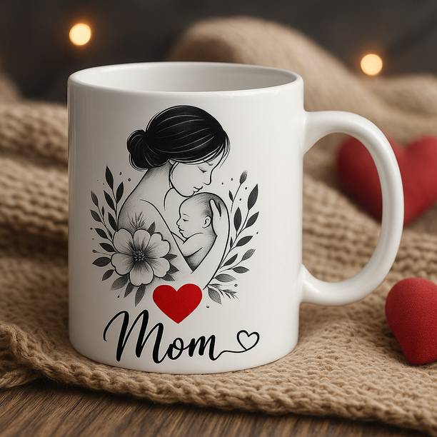 Craft Fair Mom Coffee Cup with Mom & Baby Design Ideal Mother’s Day &, Mom Gift Ceramic Coffee Mug