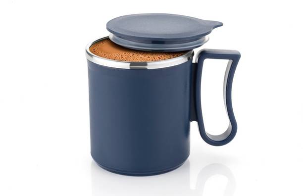 OFFYX Stainless Steel Tea Cup Stainless Steel Coffee with Lid (300 ml) (Grey) Stainless Steel Coffee Mug