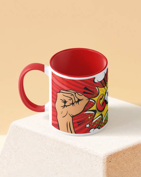 TwoNine Goal Cheer Duotone Red White Printed Ceramic Coffee Mug