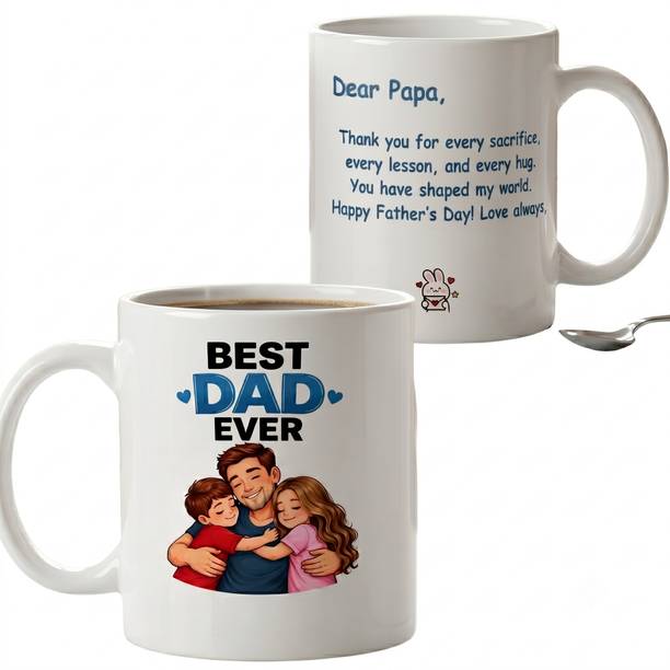 Cheryvan Best Dad Ever Printed Father's Day Gift for Dad Ceramic Coffee Mug