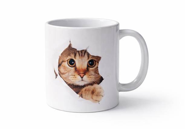 GAMOSA White_Coffee_Cat Ceramic Coffee Mug
