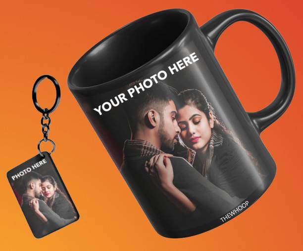 TheWhoop Personalized Combo of Black and Keychain for Gift Ceramic Coffee Mug