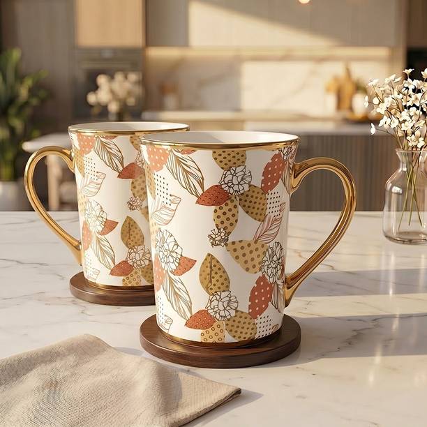 U.P.C. Golden Bloom Ceramic Set Bone China Coffee Mug