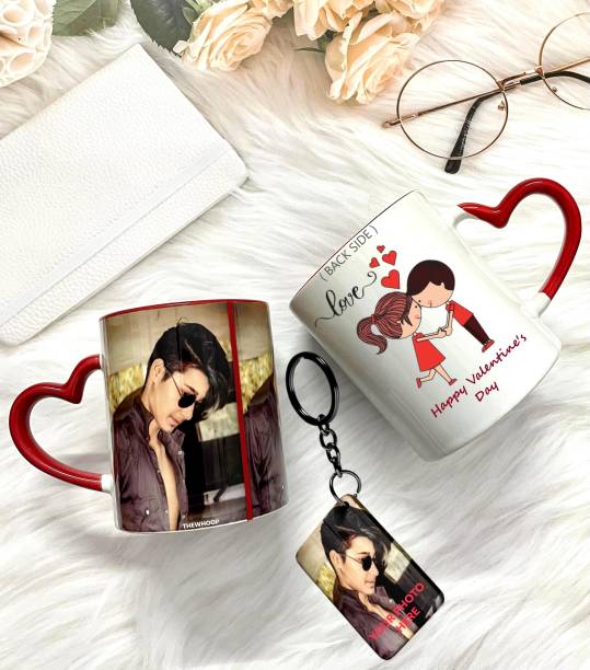TheWhoop Red Heart Handle Gift Photo And Text Cup Ceramic Coffee Mug